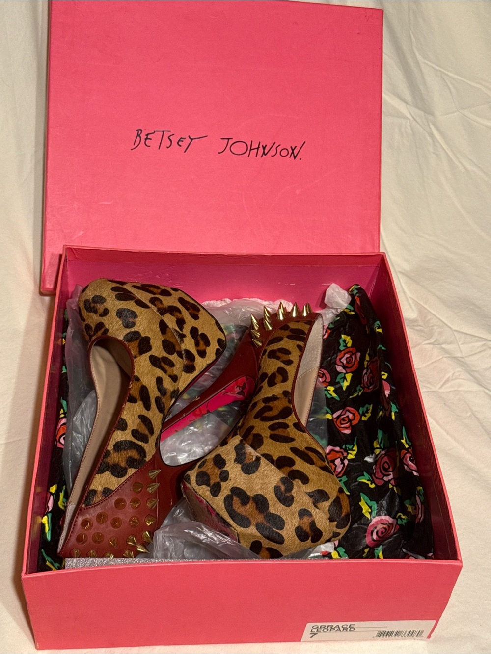 Betsey Johnson GrRace Leopard Platform Spike Heels • Size 7 - Picture 8 of 8